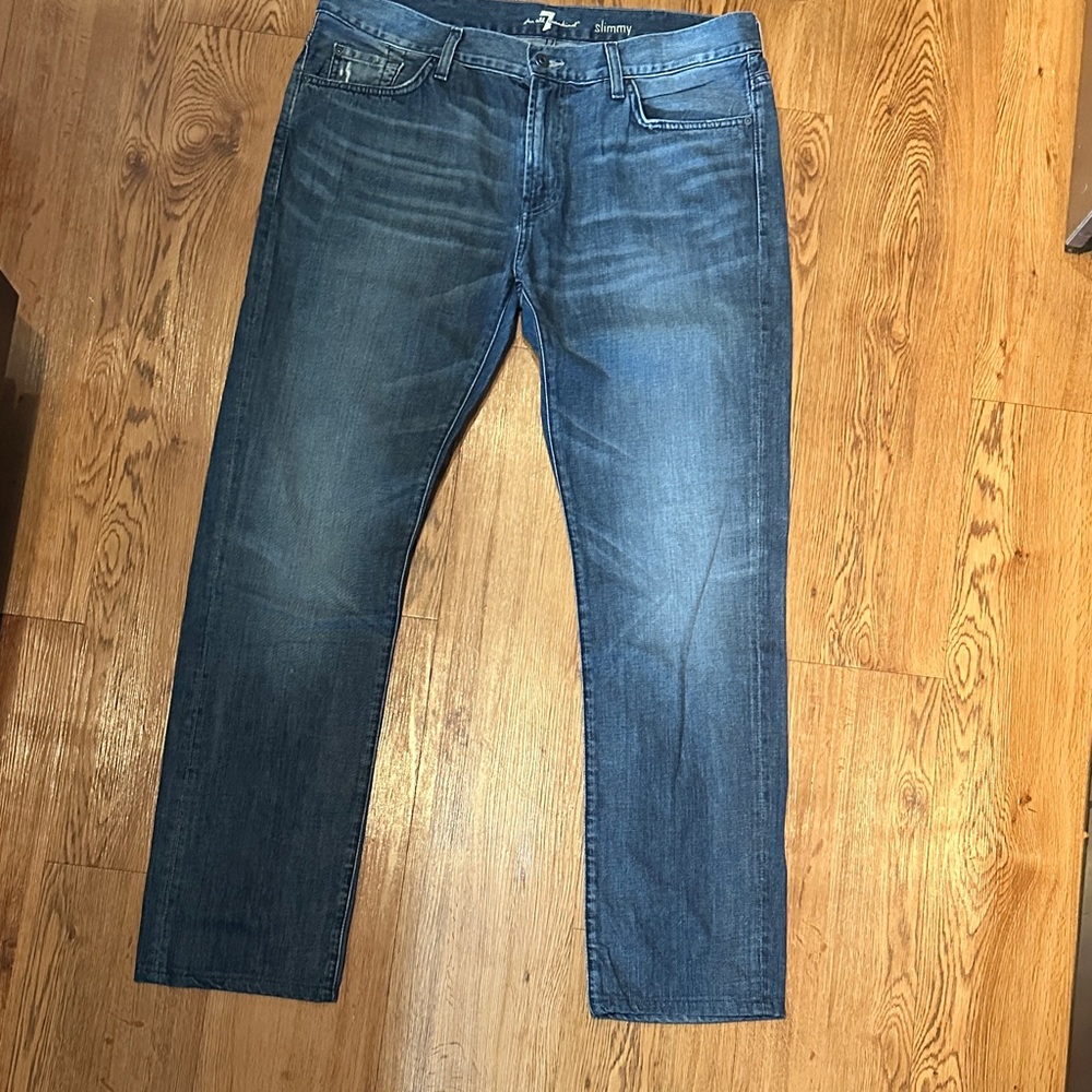 7 For All Mankind Dark Blue Straight Jeans